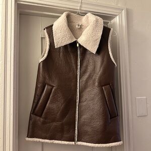 Chocolate Brown Shearling Women's Vest